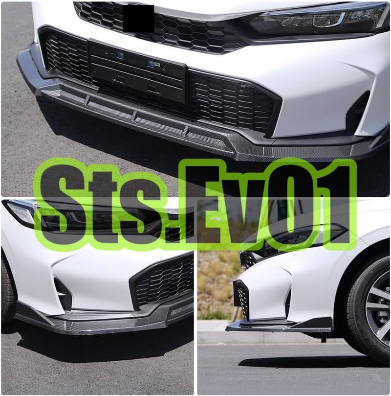 Sts.Ev01 Front Bumper Lip Splitter Spoiler Fit for Honda Civic Hatchback/Sedan/LX/Sport/Si/Hybrid/Touring 2025 2026, 3pcs Air Dam Chin Body Kit Underbody Lip Accessories (Carbon Fiber Style) - Image 4
